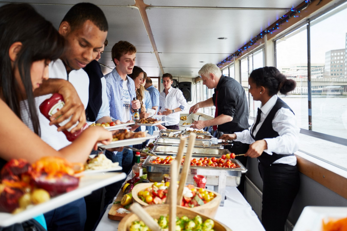 A festive buffet included with the Xmas London Boat Party ticket